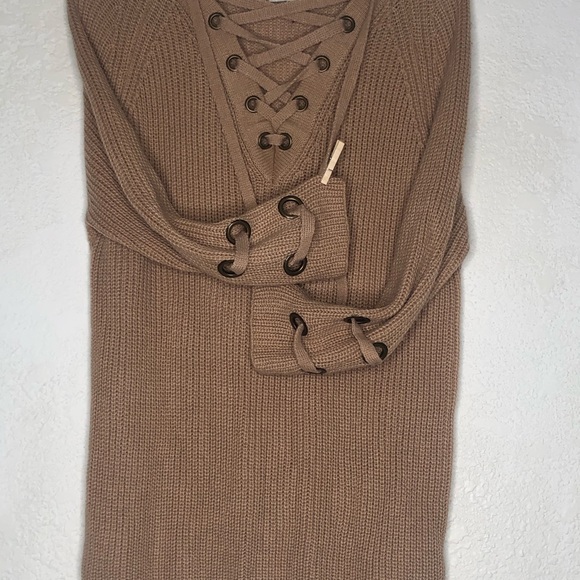 Miracle Lace Up V Neck Sweater S/M - Picture 3 of 6